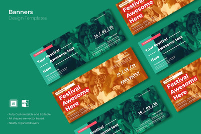 简约的时尚高端商务商业配色名片banner海报设计模板-13