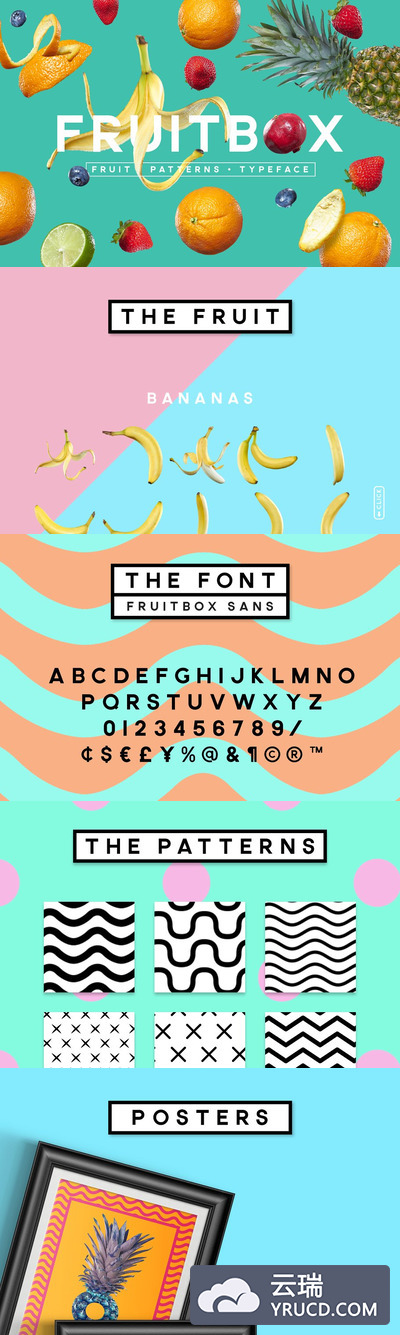 水果衬线字体 FruitBox - Font. Patterns. Fruit