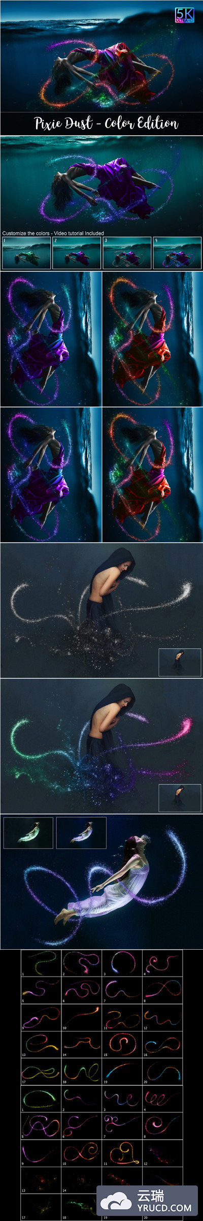 5K梦幻闪粉覆盖彩色版 5K Pixie Dust Overlays Color Edition