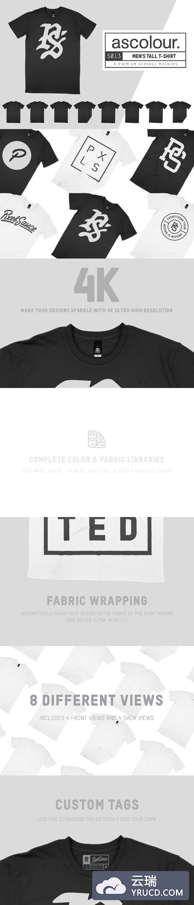 男子T恤样机模型 AS Colour 5013 Men's Tall Tee Mocks