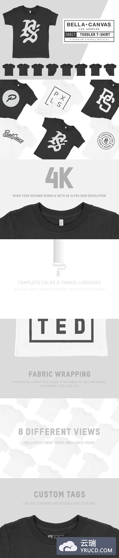 童装t恤样机模板 Bella Canvas 3001T Toddler T-Shirt