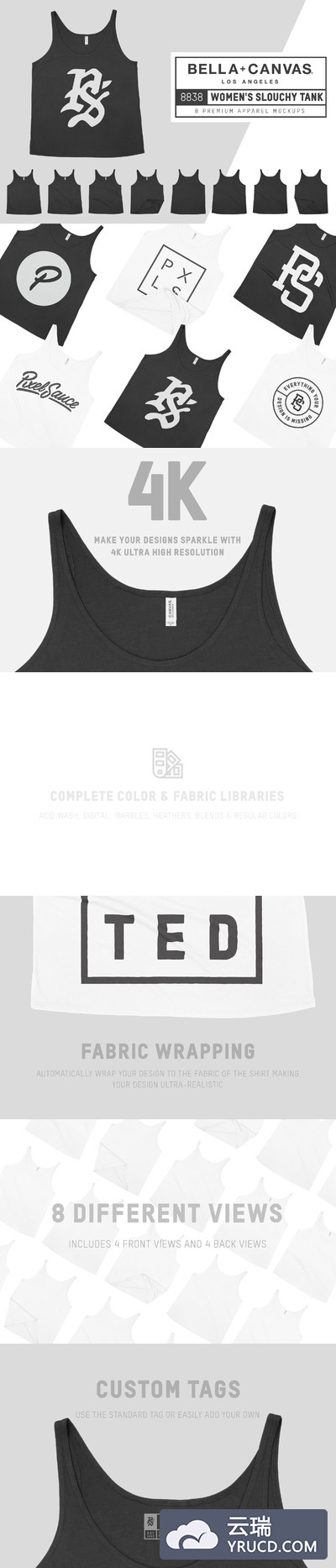 背心样机模型 Bella Canvas 8838 Slouchy Tank Mocks