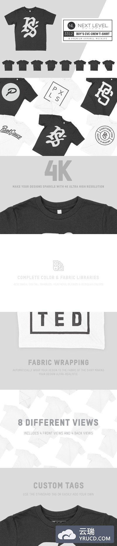 男孩T恤样机模型 Next Level 3312 Boy's CVC Tee Mocks