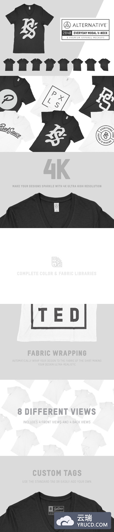 女士v领样机模型 Alternative 2840 Ladies Modal V-Neck