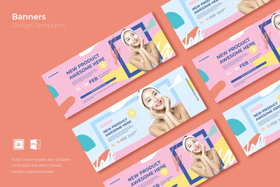 简约的时尚高端商务商业配色名片banner海报设计模板-15