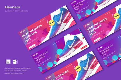 简约的时尚高端商务商业配色名片banner海报设计模板-12