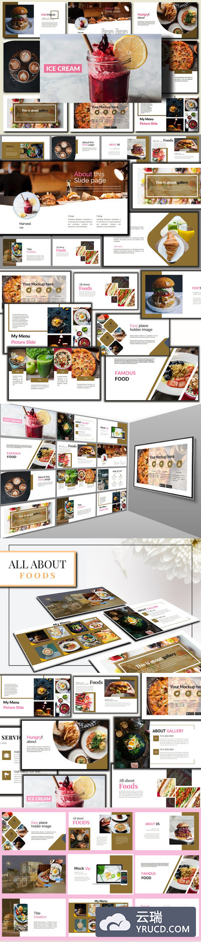 PPT模板 | 美味的食物精美饰品饮料演示文稿专业设计Powerpoint