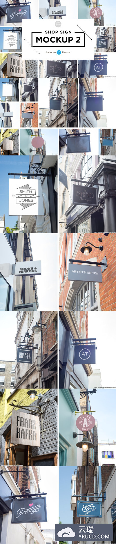 时尚的店招模型 Shop sign mockup 2 for photoshop