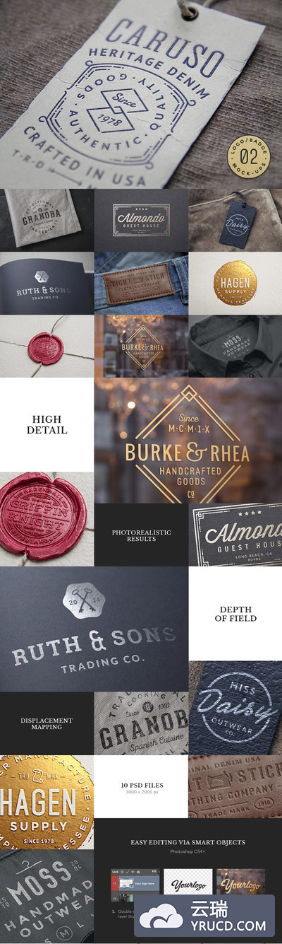 有格调的商标/徽章实物模型 10 Logo/Badge Mock-Ups Vol.2