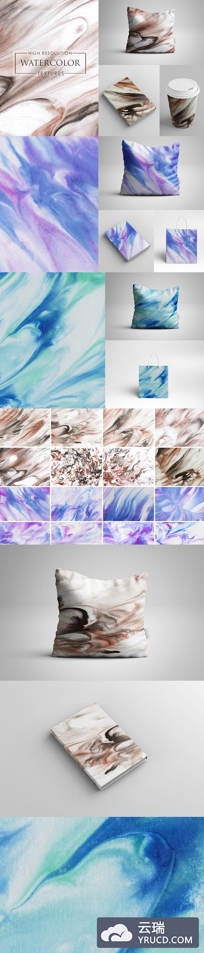 混合色彩水彩纸张背景纹理 Watercolour Paper Textures