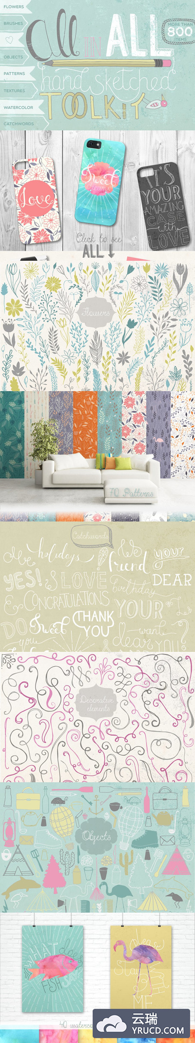 多合一手绘草图设计工具包 All in All [800+ items] Pro