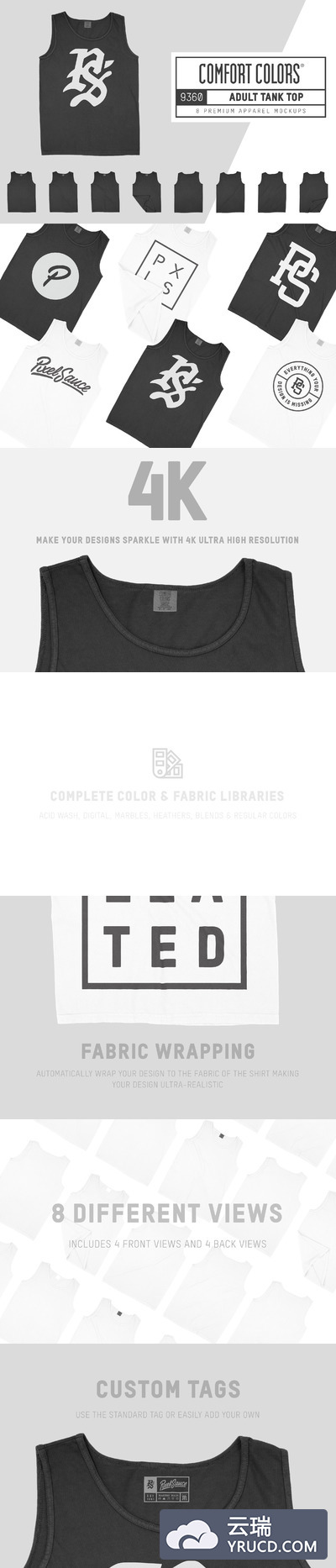 舒适的背心样机模型 Comfort Colors 9360 Tank Top Mockups