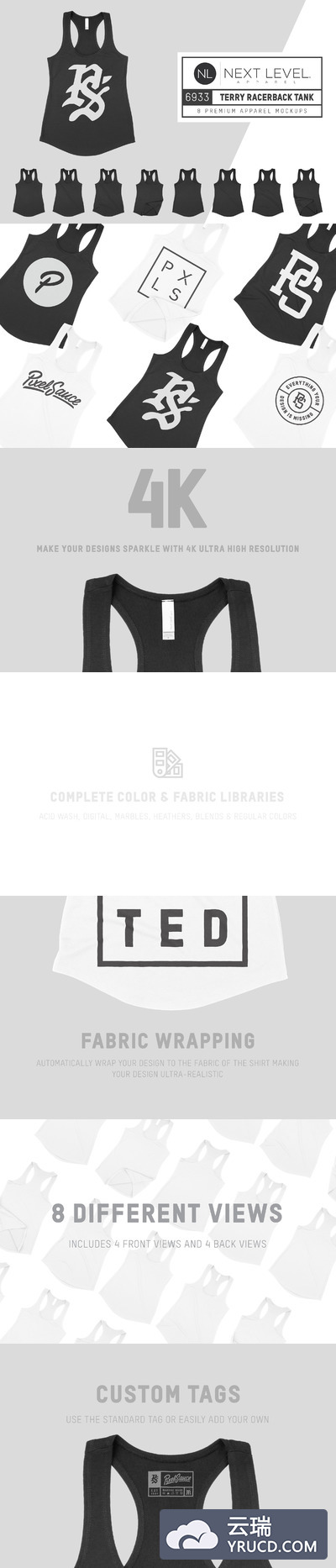 运动背心样机 Next Level 6933 Terry Racerback Tank