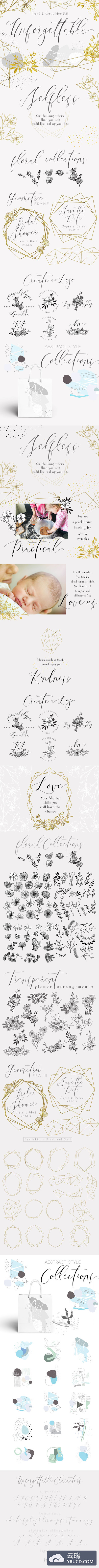 优美流畅英文手写字体 Unforgettable Font and Graphics Kit