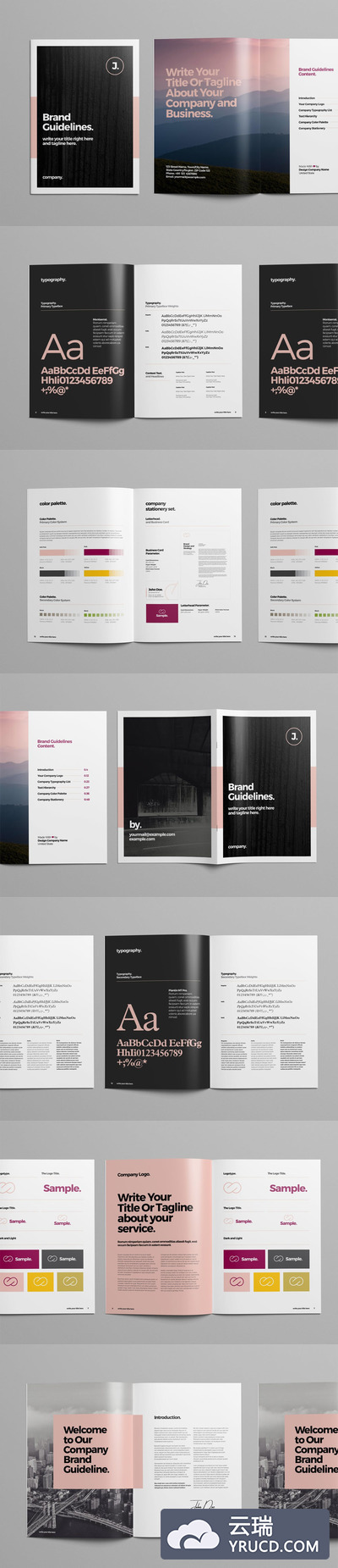 时尚高端多用途的品牌手册画册房地产楼书杂志设计模板（indd）