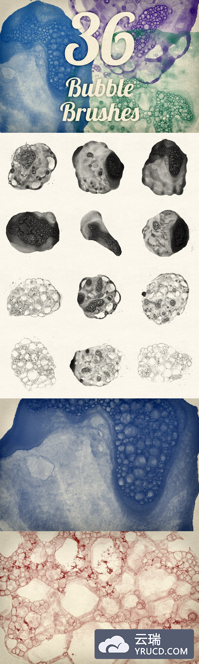 墨水泡泡纹理PS笔刷  Bubble Textures Brush Pack 1