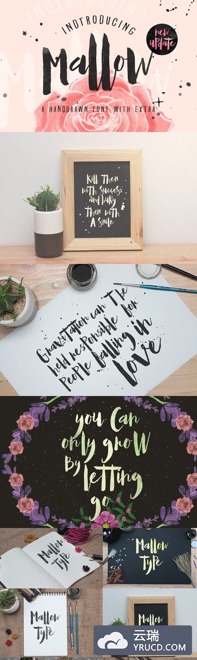 手写英文字体模型 Mallow Typeface & EXTRA Mockup