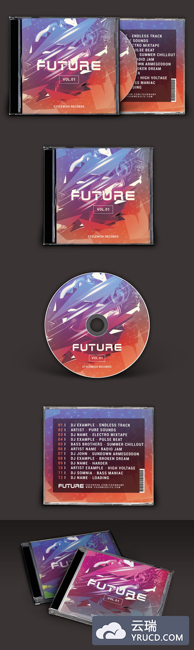 抽象主题音乐CD封面模板 Future CD Cover Artwork