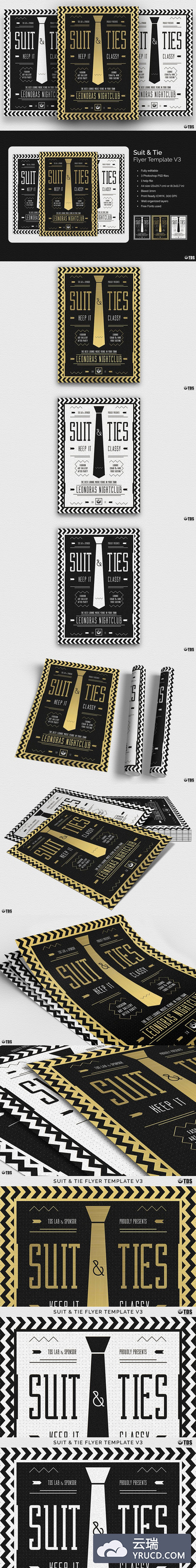 创意绅士领带图案传单模板 Suit and Tie Flyer PSD V3