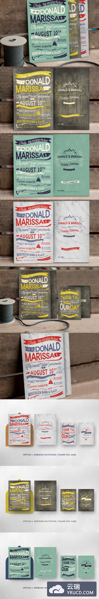 复古手写婚礼邀请函模板套装 Vintage Hand Lettering Wedding Suite