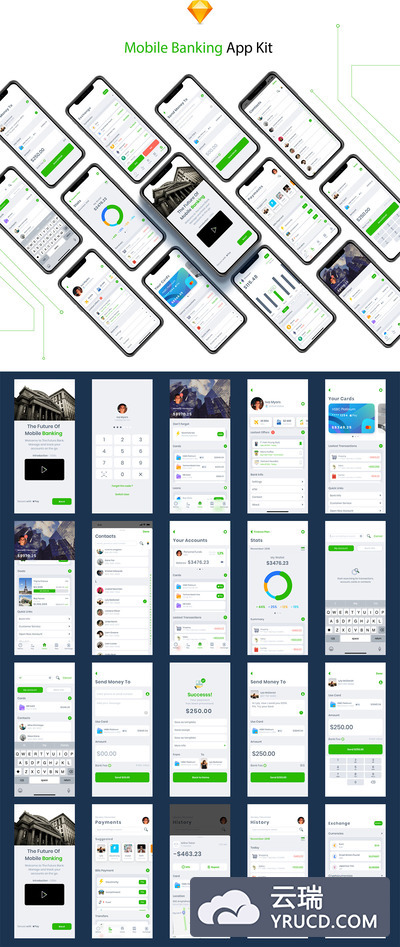 国外网银 APP UI KIT 模板套装下载 [Sketch]