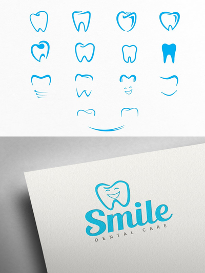 牙齿形状护理标志 Tooth Shapes For Dental Care Logos