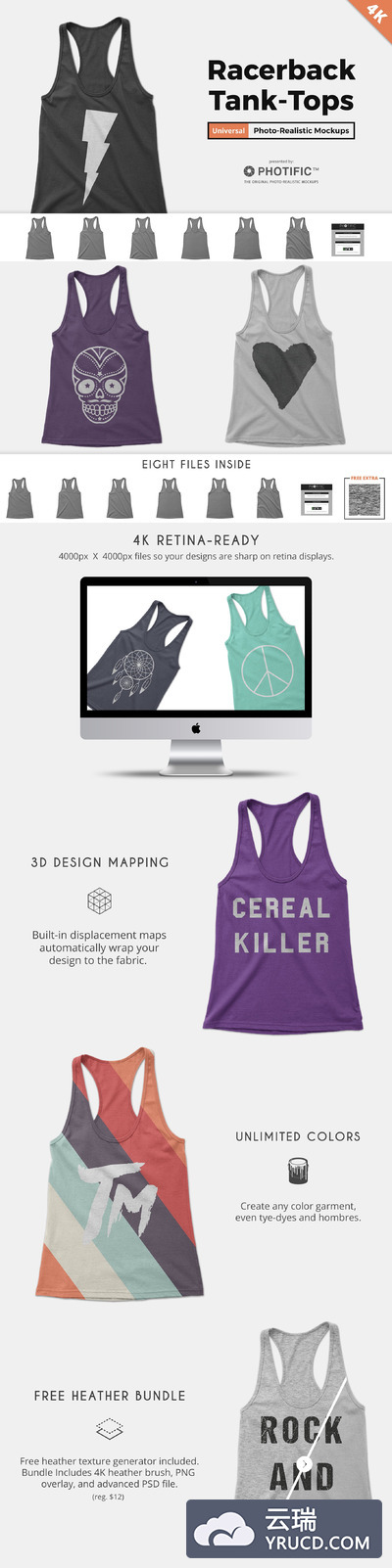 交叉吊带女士背心样机模板 Women's Racerback Tank-Top Mockups