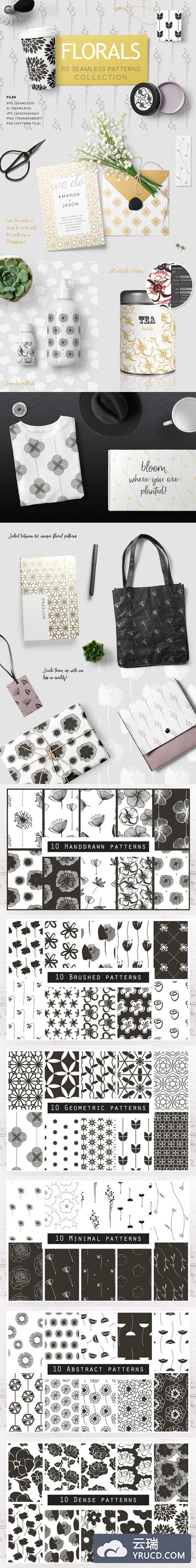 花卉图案矢量纹理 Florals - Pattern Collection