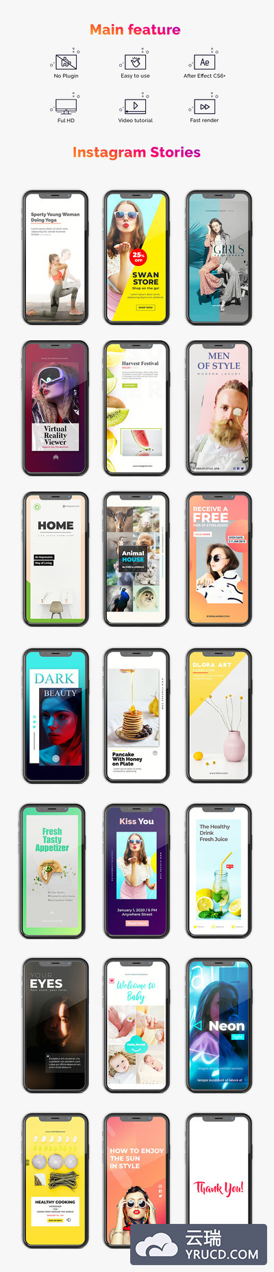 时尚的APP动画设计展示iPhone样机AE模板下载 [AEP]