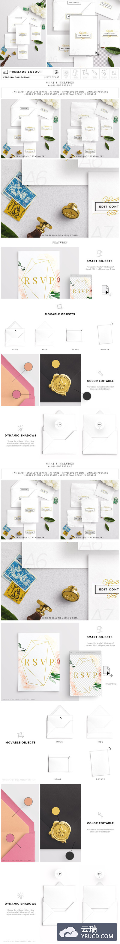 婚礼设计物料样机模板合集 Wedding Suite Mockup Scene