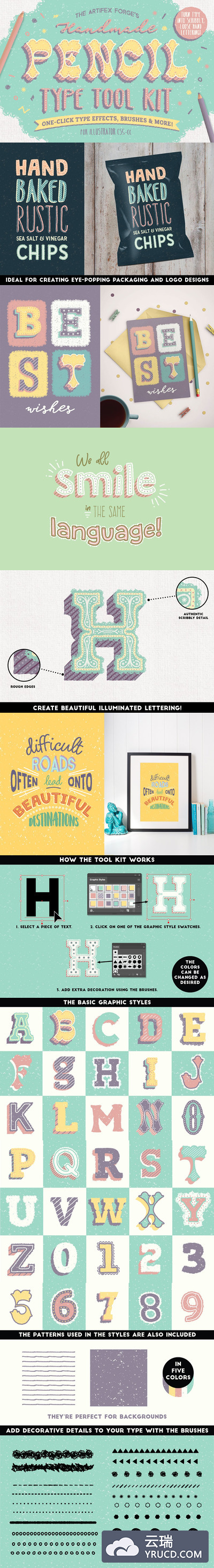铅笔手绘风格图层样式 The Hand-drawn Pencil Type Tool Kit
