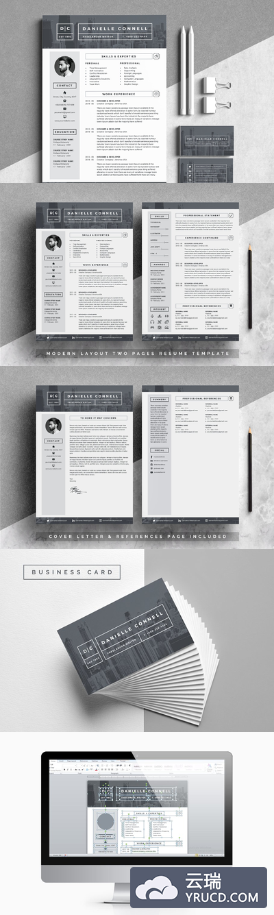 现代简约风Word简历模板 Modern Resume Word Pages