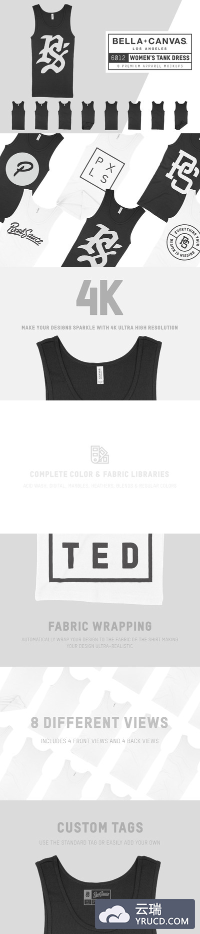 女士背心连衣裙样机模板 Bella Canvas 6012 Women's Tank Dress