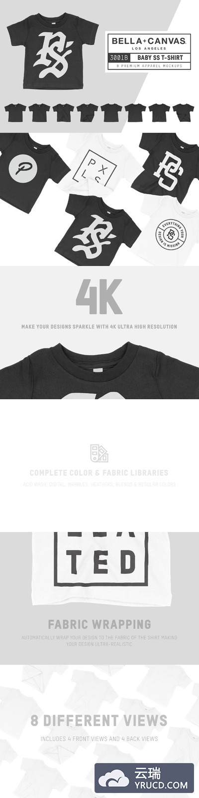 婴儿T恤服装样机 Bella Canvas 3001B Baby T-Shirt