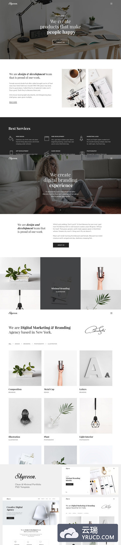 时尚高端简约多用途简洁优雅的PSD网站设计模板