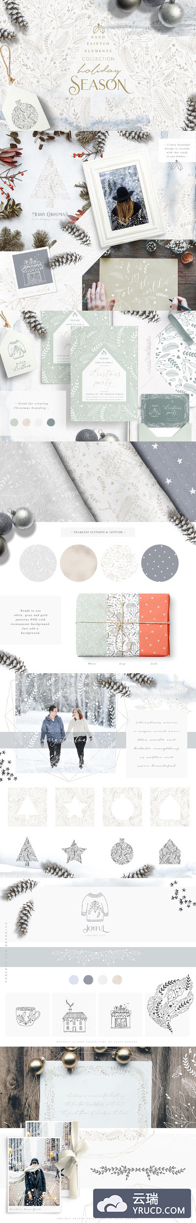 圣诞节手绘装饰设计集 Holiday Season Collection
