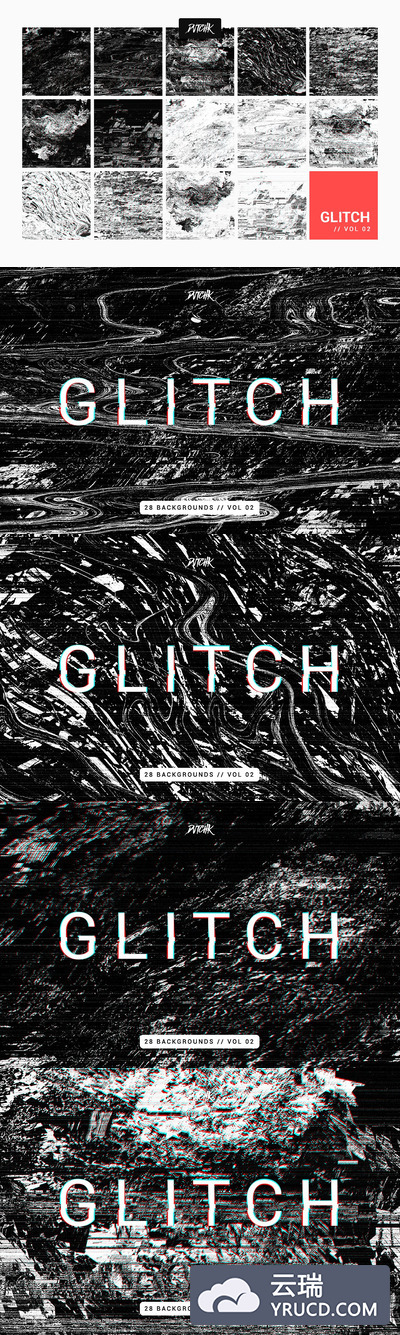 粗犷的肌理背景纹理 Intense Glitch Backgrounds | Vol.02