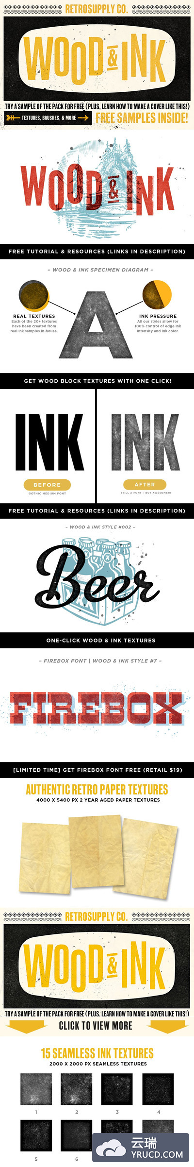 木材墨水纹理样式包 Wood & Ink | Texture Pack