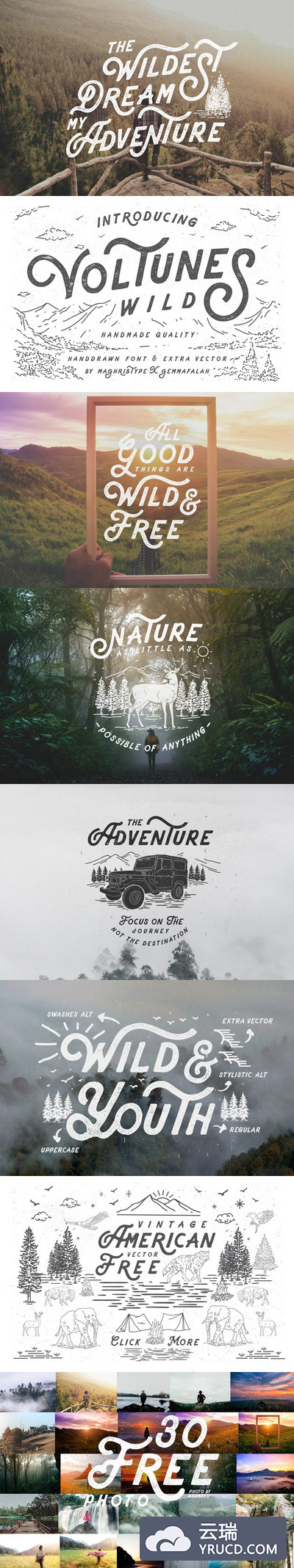 模拟老式印刷手工制作字体 Voltunes Extra Photo & Vector