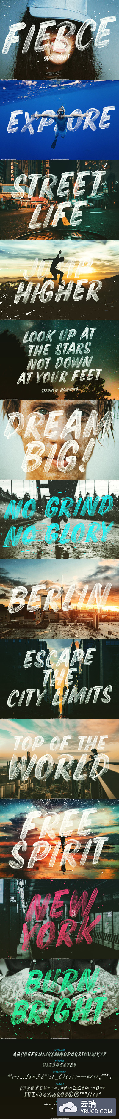 手写油漆风格英文字体 Fierce brush font OpenType-SVG