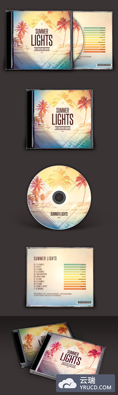 夏日之光音乐CD封面模板 Summer Lights CD Cover Artwork