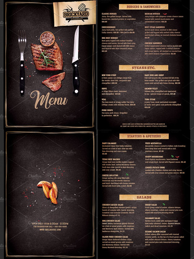 烧烤餐厅菜单传单模板 Grill Restaurant Menu template