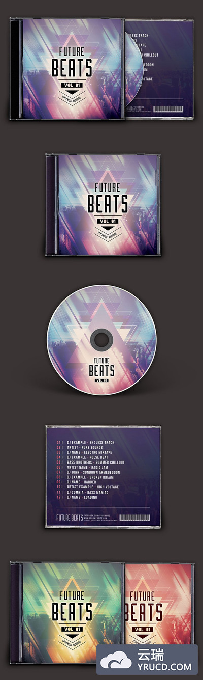 音乐CD封面模板 Future Beats CD Cover Artwork