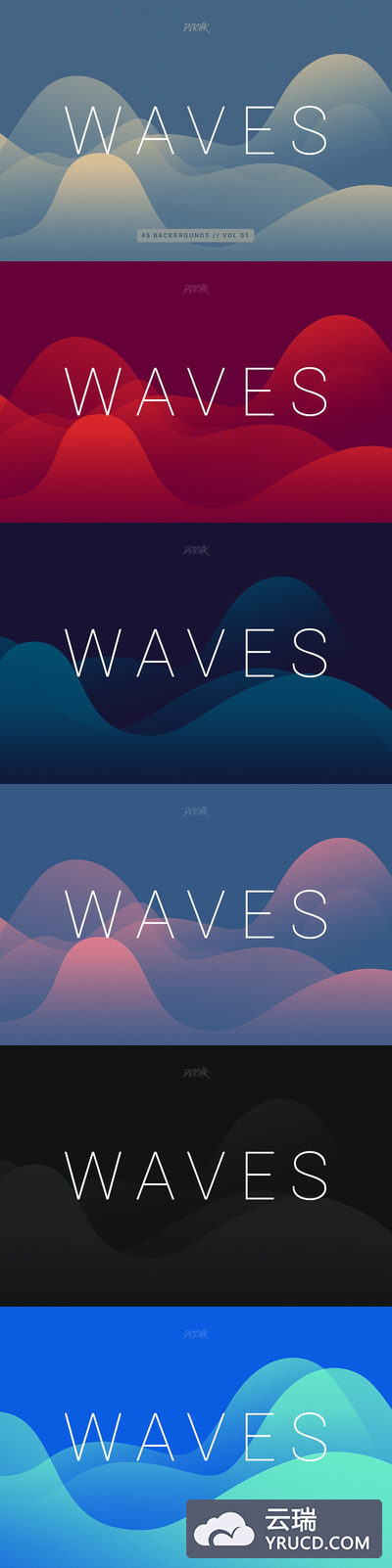 平滑波纹色彩背景V1 Waves | Smooth Colorful Bgs | V1