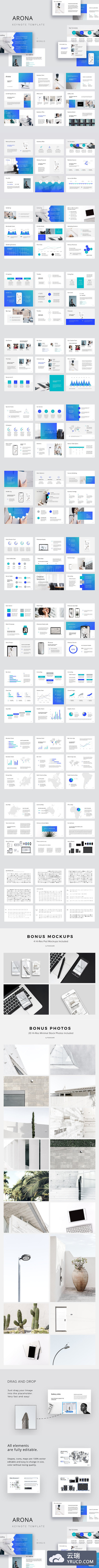现代时尚Keynote幻灯片模板 ARONA - Keynote Template + 20 Photos