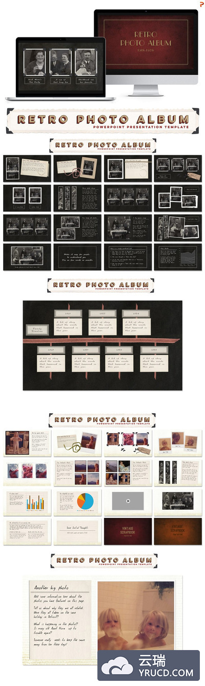 复古相册PPT模板 Retro Photo Album PPT Template
