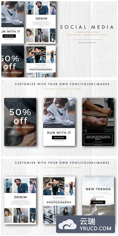 平面图形社交媒体模板 The Designer - Pinterest Templates