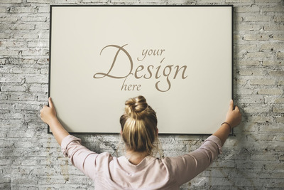 时尚个性流行优雅质感的照片海报相框框架装饰VI样机展示模型mockups