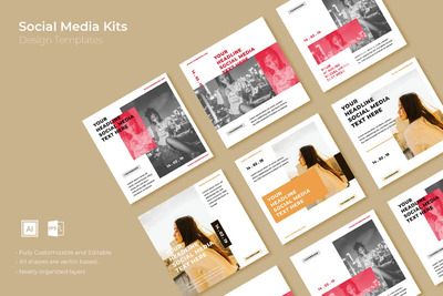 时尚高端简约多用途高品质社交媒体海报banner设计模板vol.40