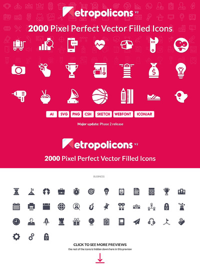 完美像素填充图标 2000 Filled Icons Set Metropolicons